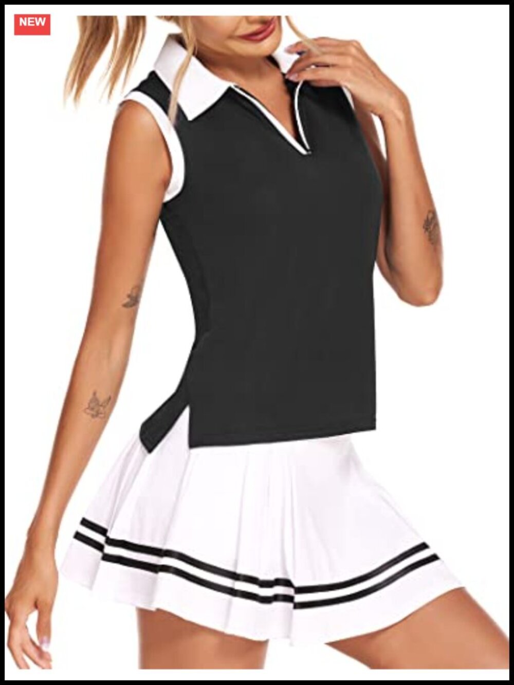 Women's Sleeveless Golf Polo Tank Top UPF 50+ Quick Dry Zip V-Neck Athletic